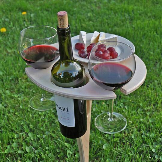 Buitenpicknicktafel met verstelbare wijnglazenhouder voor dames en heren 0