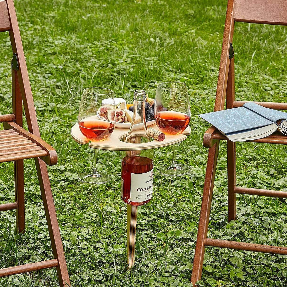 Buitenpicknicktafel met verstelbare wijnglazenhouder voor dames en heren 1