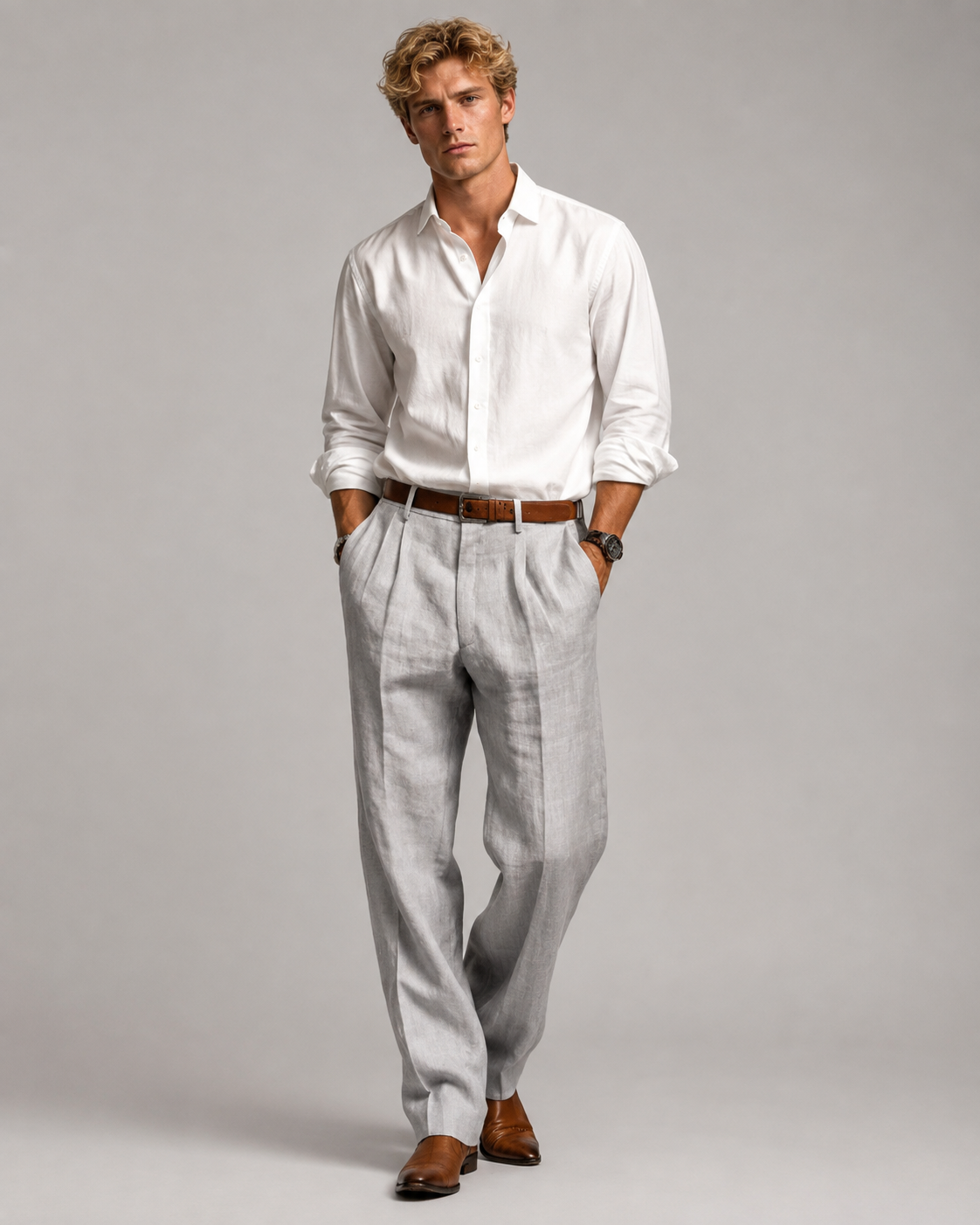 Herren Broek Retro Nadelstrepen Ademend Materiaal