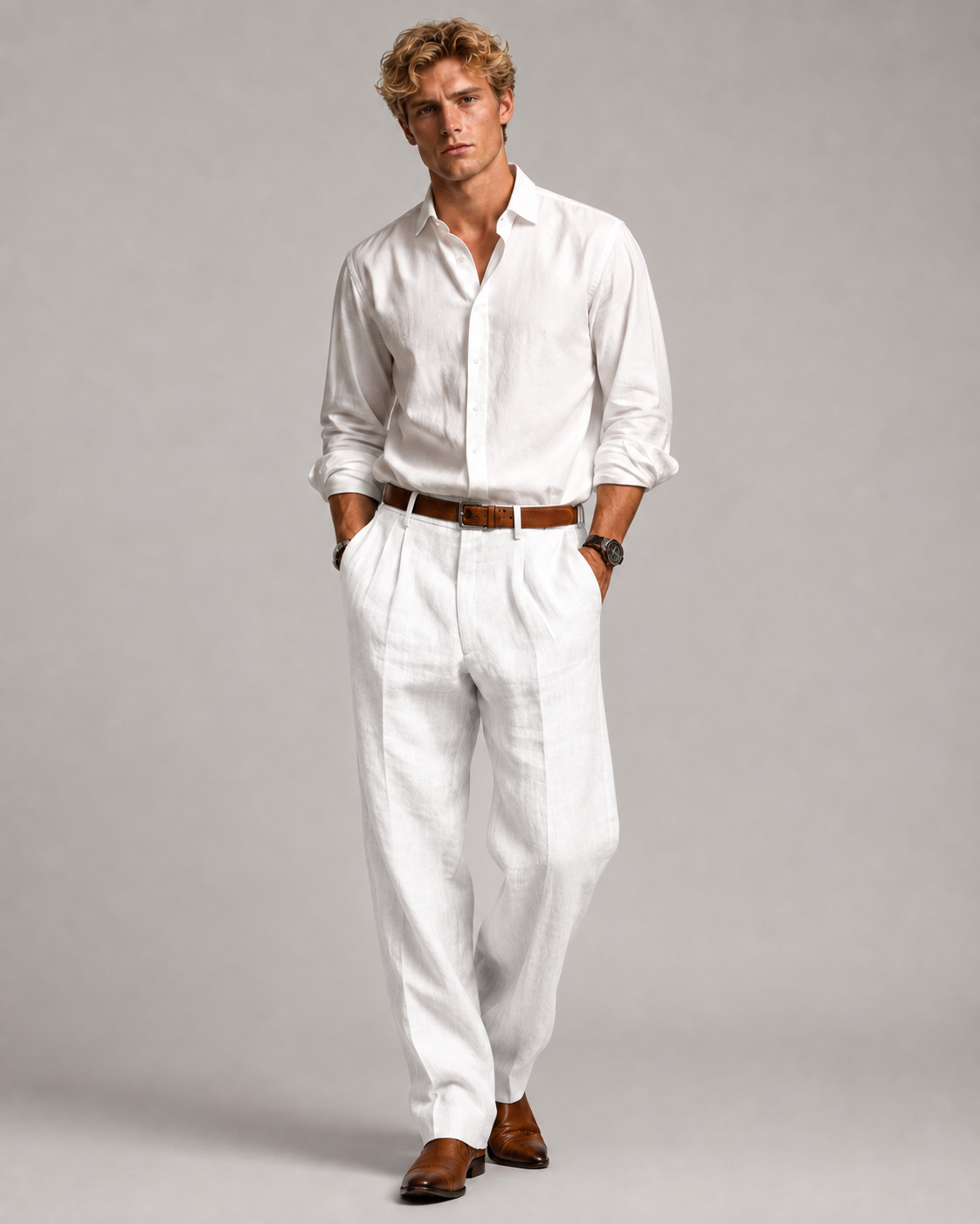 Herren Broek Retro Nadelstrepen Ademend Materiaal