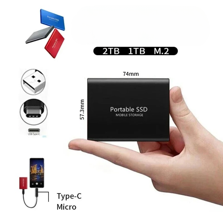 Compacte SSD-harde schijf met hoge snelheid, USB-C-aansluiting, 1050 MB/s 3