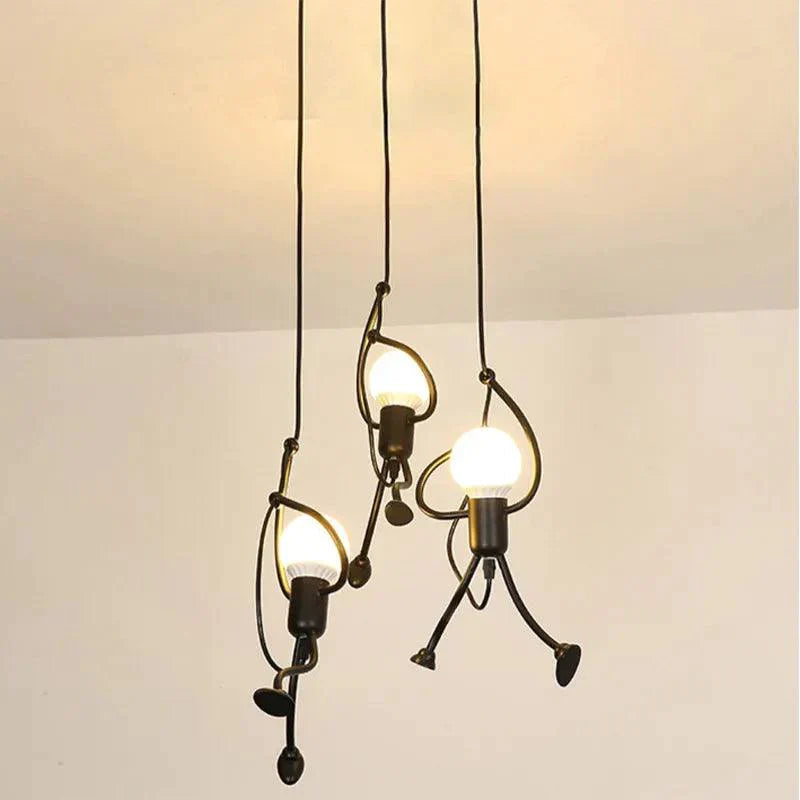 Creatieve Plafondlamp Stick Man Met Verstelbare Verlichting Voor Slaapkamer 3