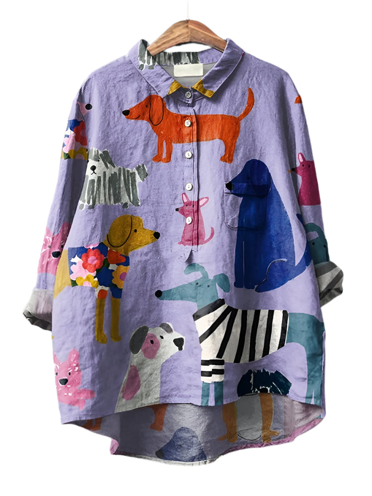 Damesblouse met speelse print, zacht en lichtgewicht