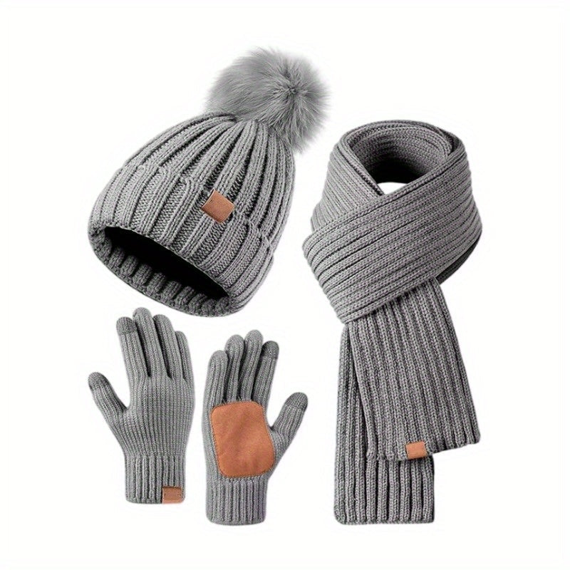 Dames 3-in-1 Winterset Muts Sjaal Handschoenen 1