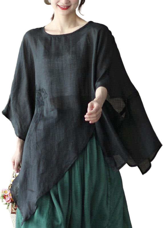 Dames Asymmetrisch Geborduurd Shirt 0