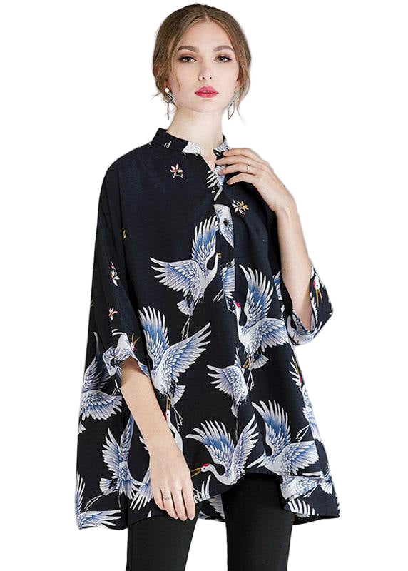 Dames Asymmetrisch Ontwerp Top met Opstaande Kraag 0