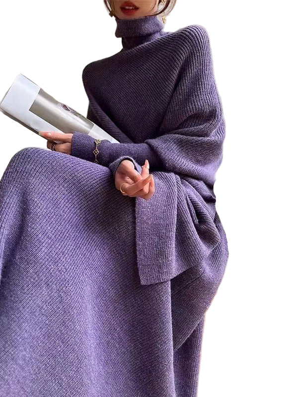 Dames Asymmetrische Gebreide Set met Hoge Hals 0