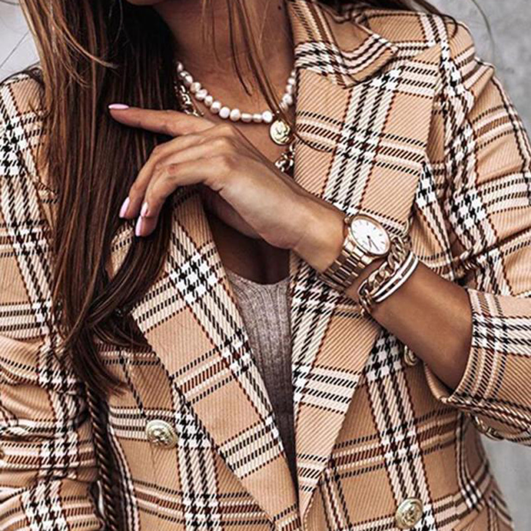 Dames Blazer Casual Ruitpatroon met Thermische Voering 6