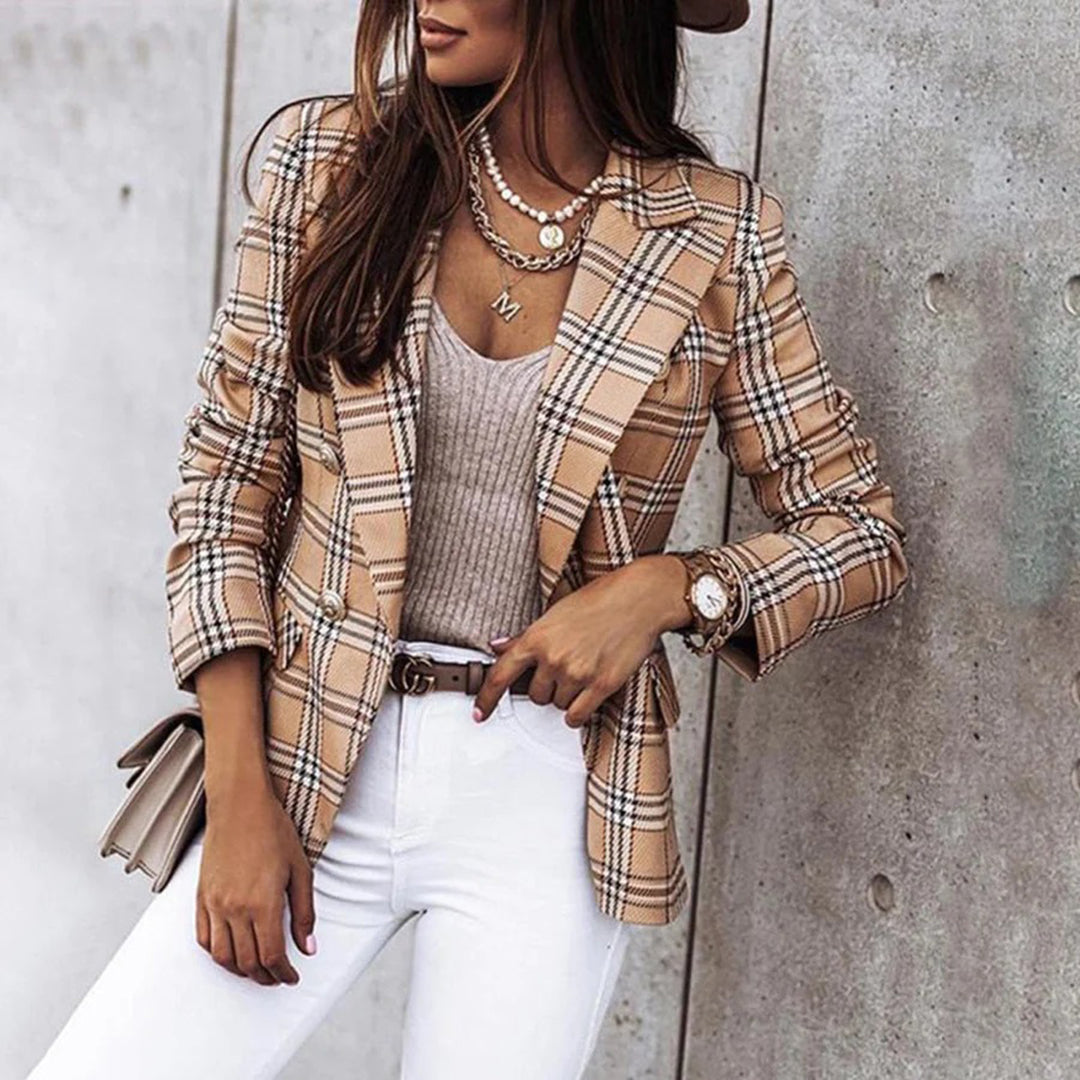 Dames Blazer Casual Ruitpatroon met Thermische Voering 7