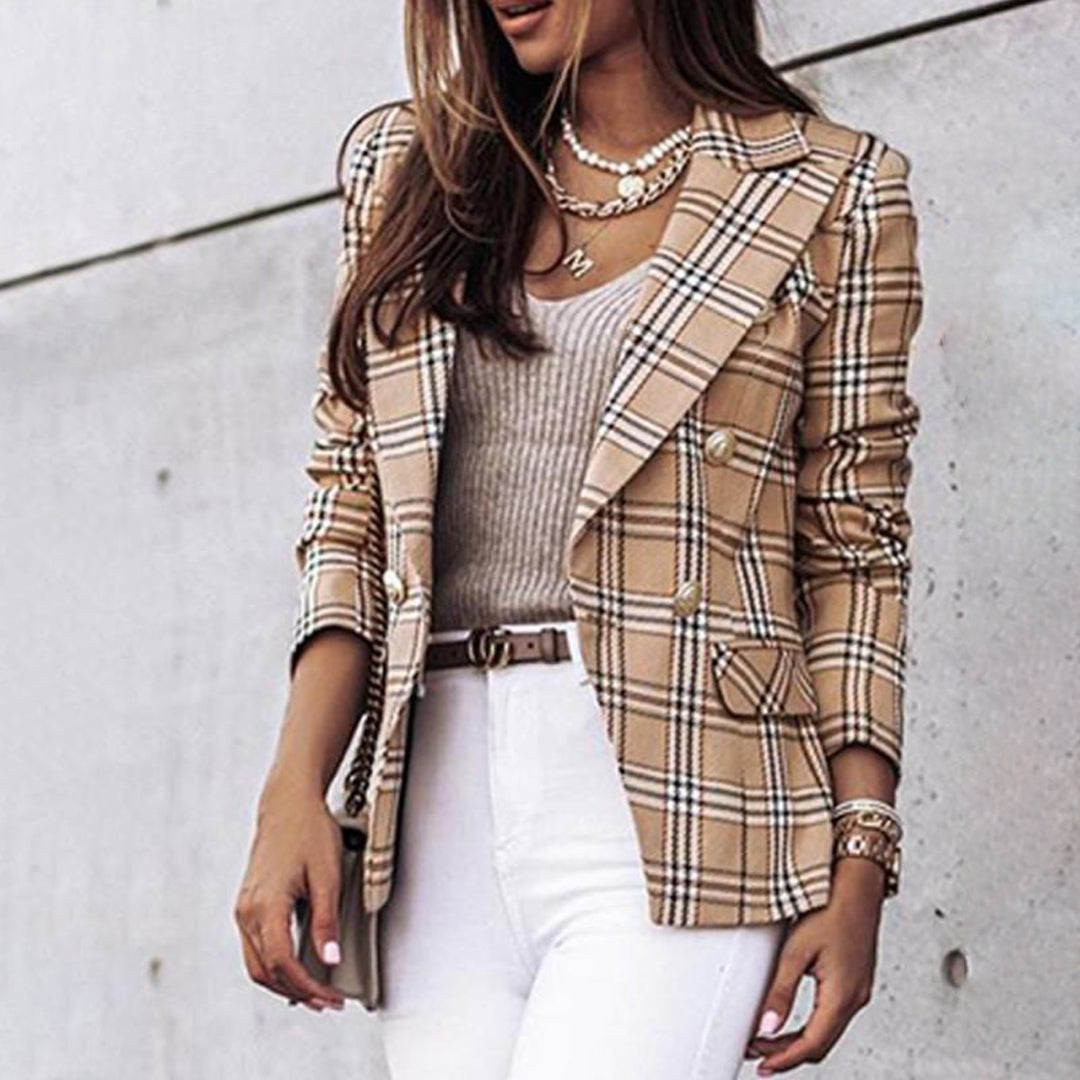 Dames Blazer Casual Ruitpatroon met Thermische Voering 8