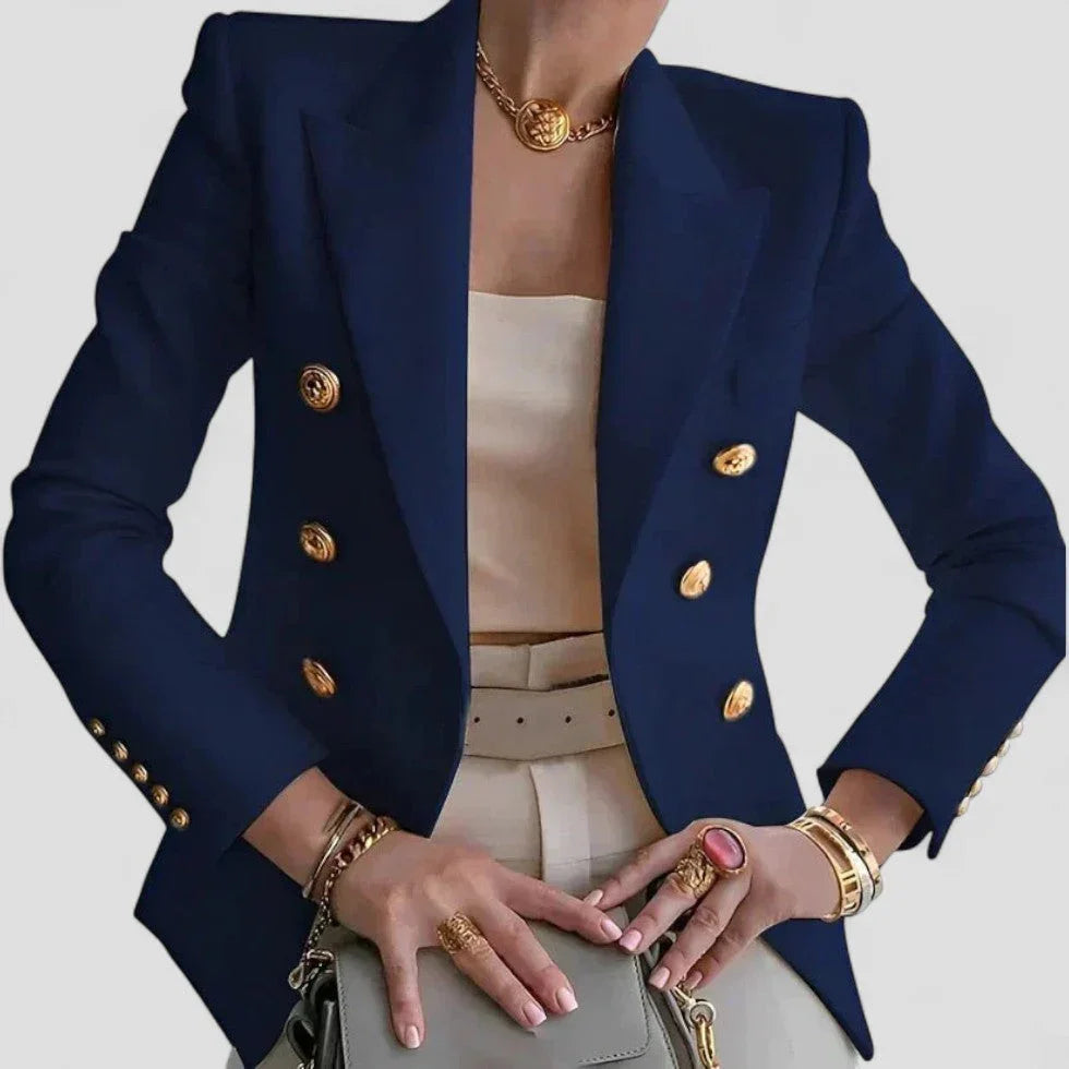Dames Blazer met Dubbele Rij Knopen en Luxe Accenten 3