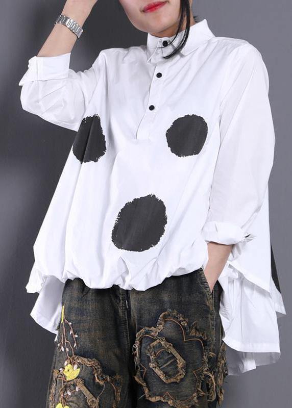 Dames Blouse Asymmetrisch Gestippeld Trendy 0