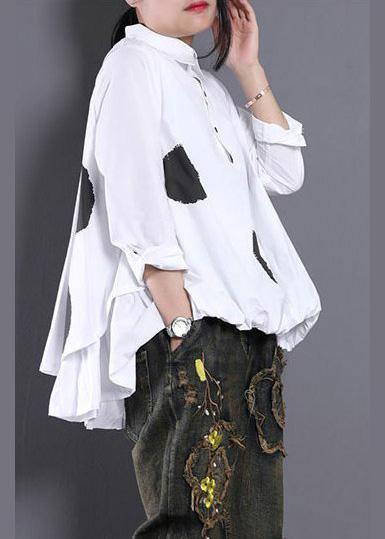 Dames Blouse Asymmetrisch Gestippeld Trendy 2