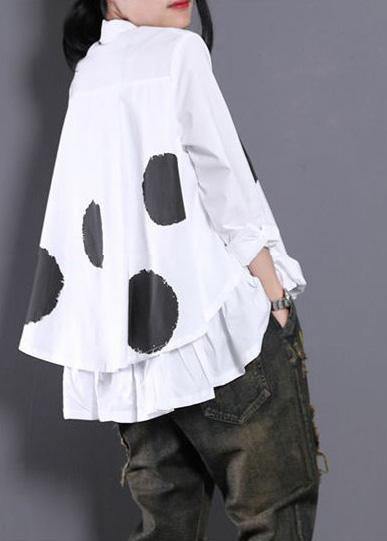 Dames Blouse Asymmetrisch Gestippeld Trendy 3