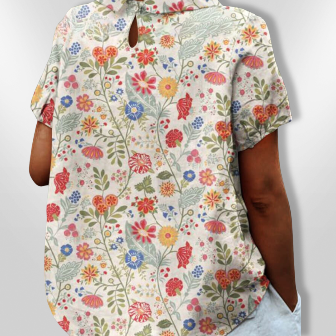 Dames Blouse Bloemenprint Casual Katoen Korte Mouwen 1