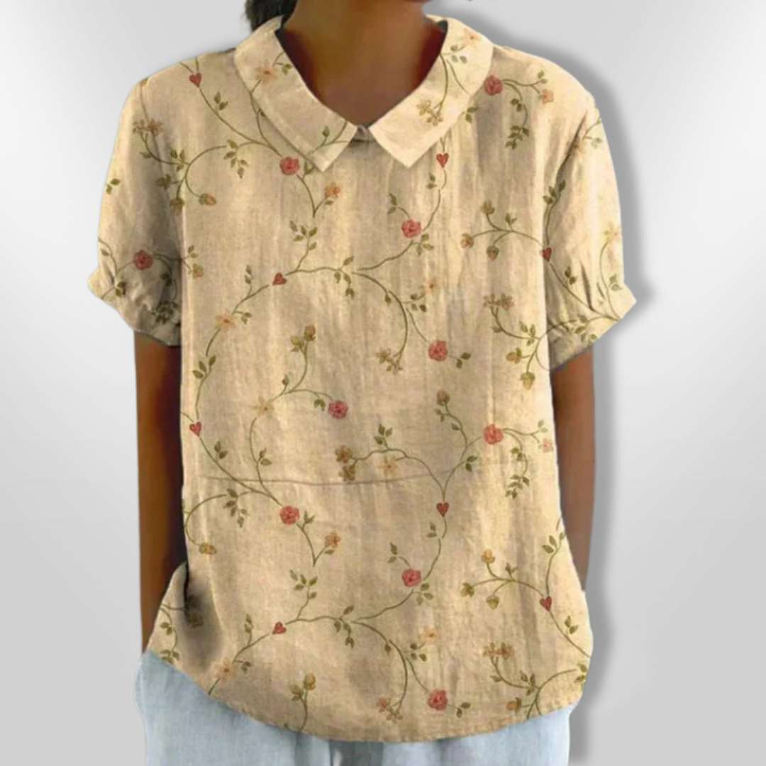 Dames Blouse Bloemenprint Casual Katoen Korte Mouwen 4