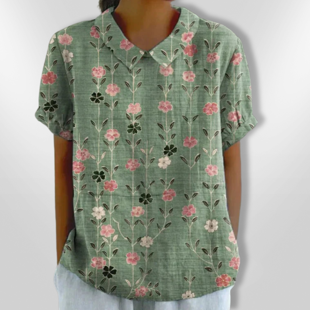 Dames Blouse Bloemenprint Casual Katoen Korte Mouwen 5
