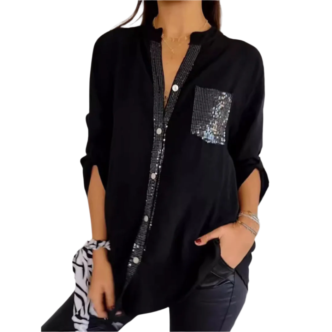 Dames Blouse Chic Côtier met Sequins 0