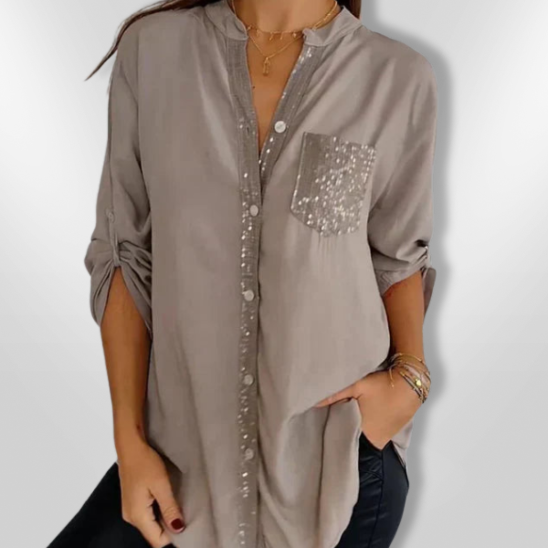Dames Blouse Chic Côtier met Sequins 1