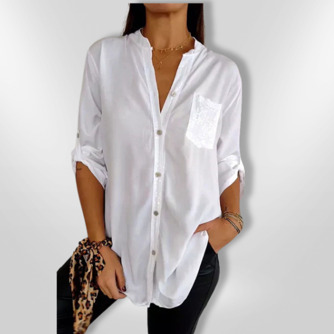 Dames Blouse Chic Côtier met Sequins 2
