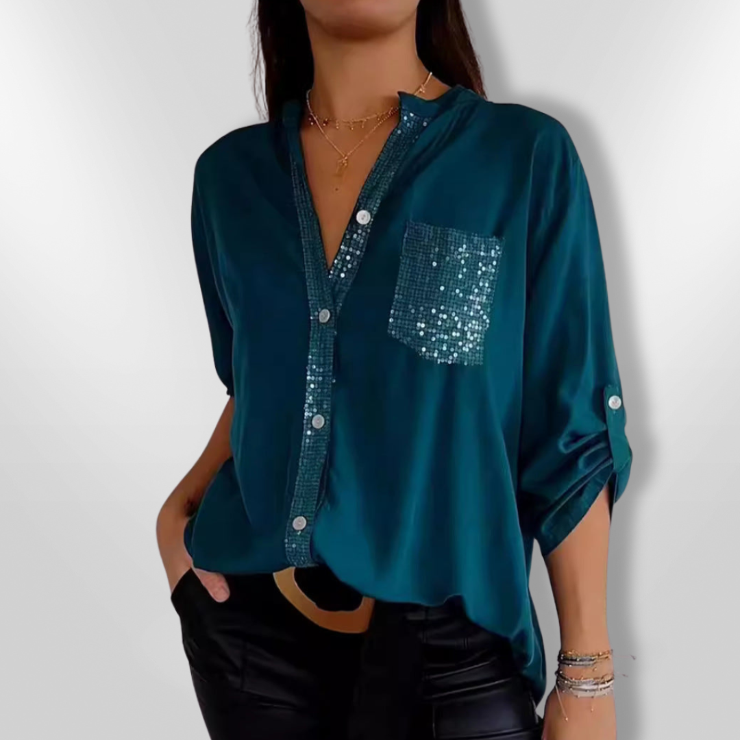 Dames Blouse Chic Côtier met Sequins 4