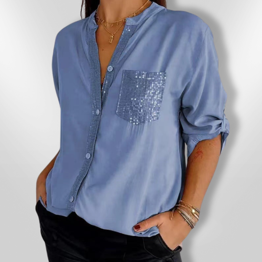 Dames Blouse Chic Côtier met Sequins 5