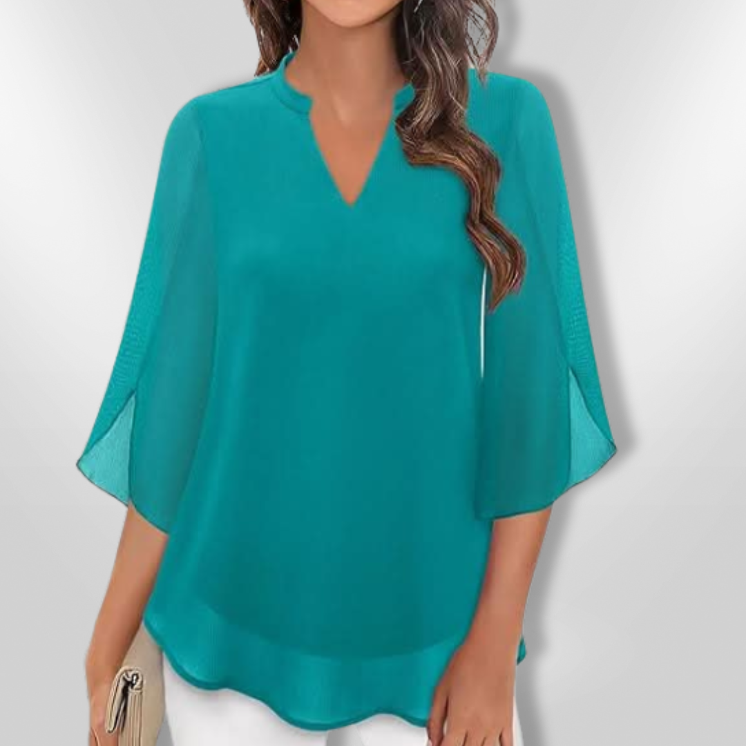 Dames Blouse Chic V-Hals Luchtig Gelaagd Lichtgewicht Stof 2