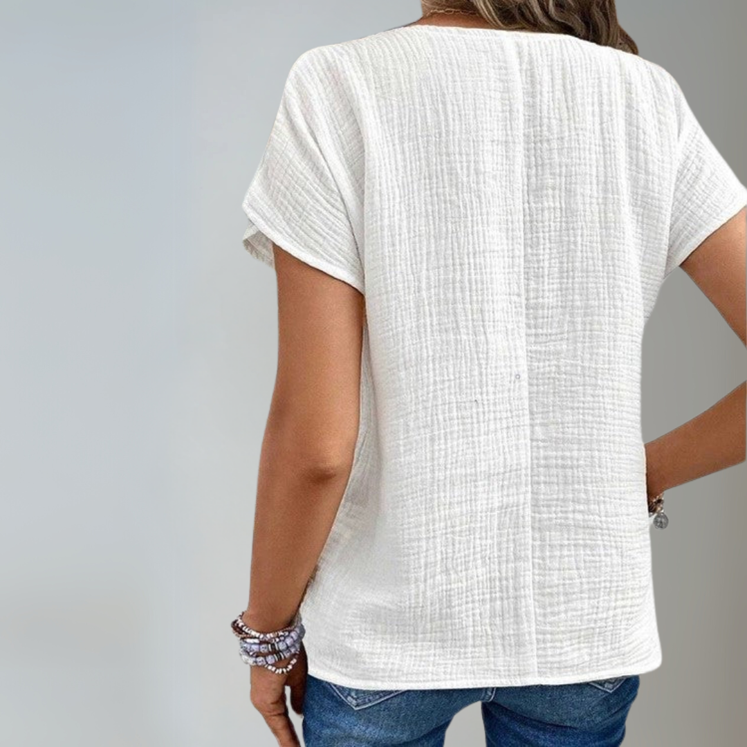 Dames Blouse Gedrapeerde Kraag en Knopen Zachte Ademend Stoffen Relaxed Fit 2