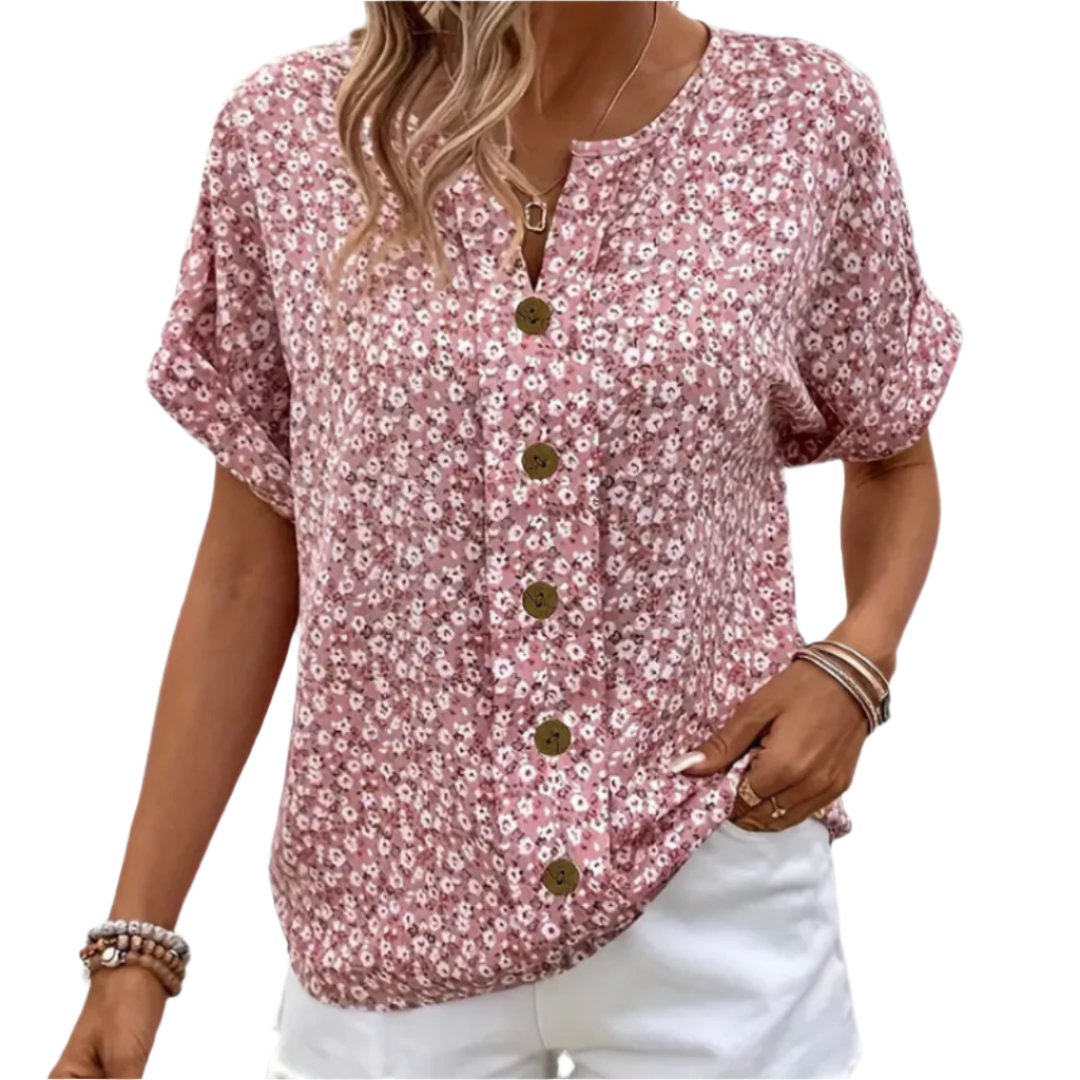 Dames Blouse Met Bloemenprint Lichte Katoen Losse Pasvorm 0