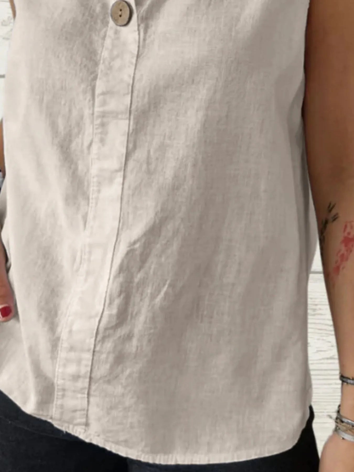 Dames Blouse Mouwloos Casual Linnenstijl Ademend 100% Polyester 2