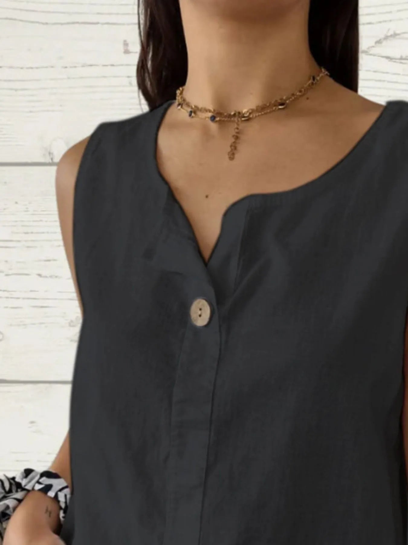 Dames Blouse Mouwloos Casual Linnenstijl Ademend 100% Polyester 4