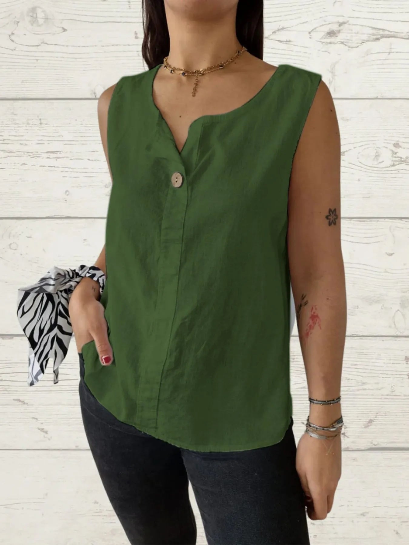Dames Blouse Mouwloos Casual Linnenstijl Ademend 100% Polyester 6