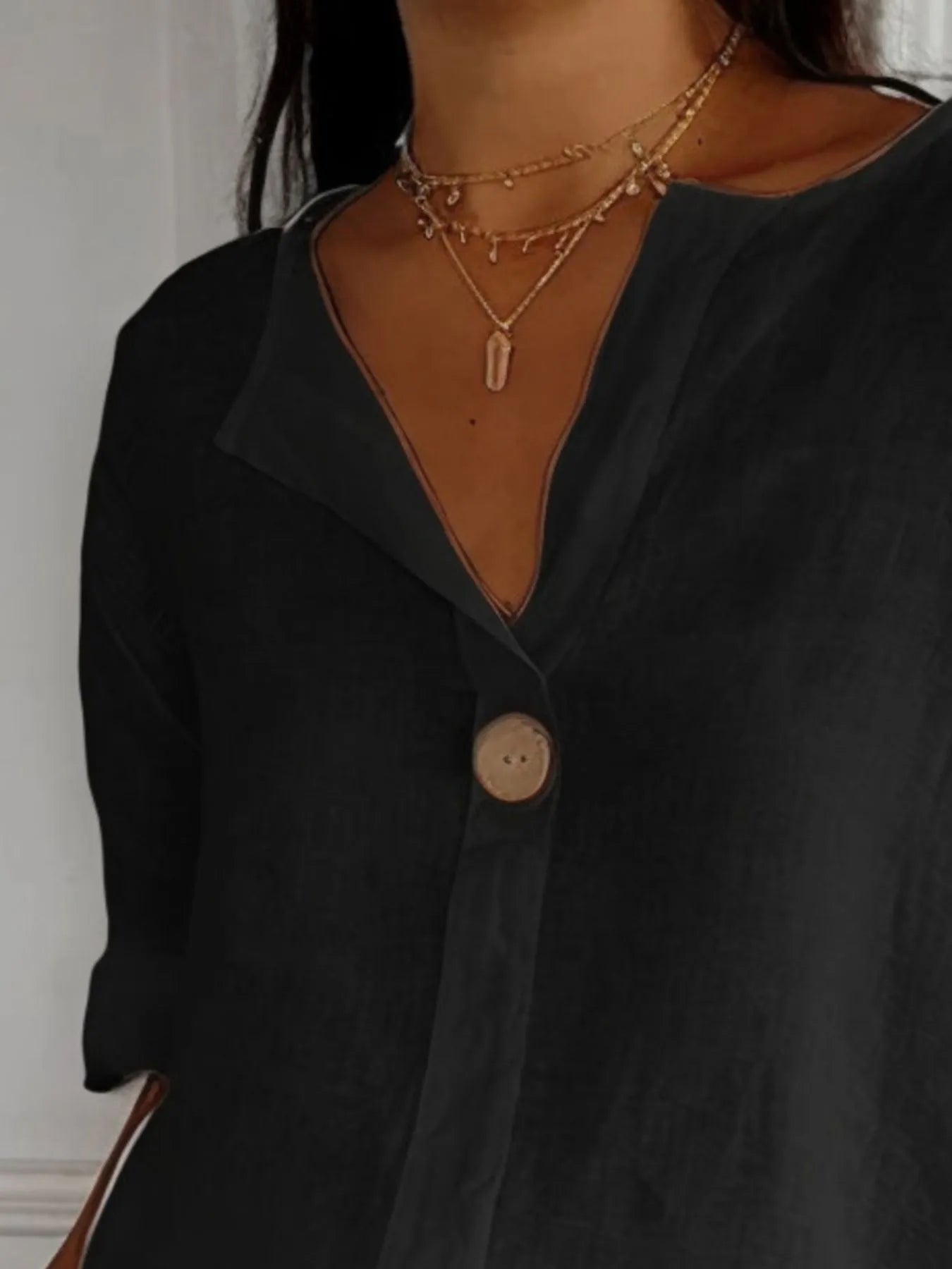 Dames Blouse Notch Kraag Ademend Linnenmix 5