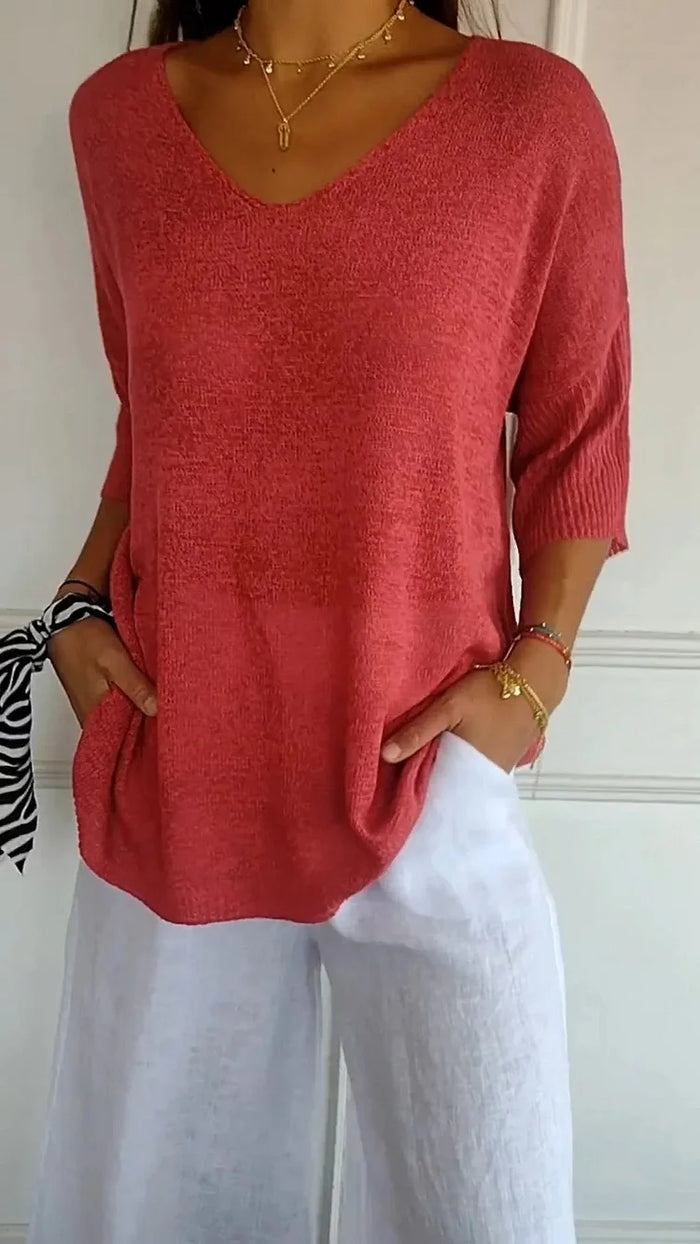 Dames Blouse V-Hals Casual Chic Hoogwaardige Stof 3