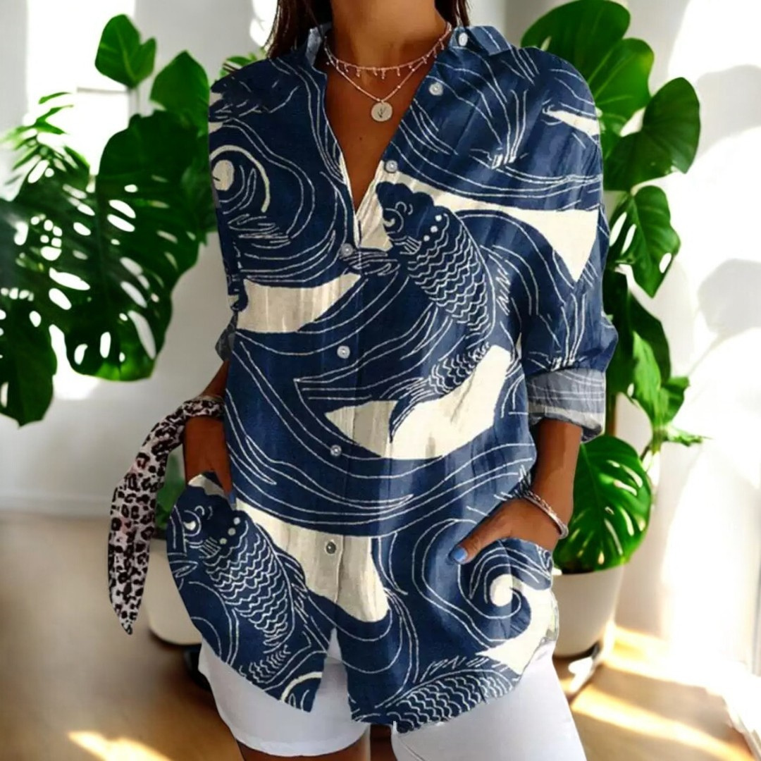 Dames Blouse Vintage Ademend Katoen Tijdloos Design 1