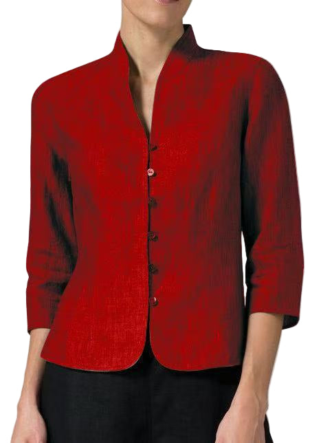 Dames Blouse met Stehkragen en Chambray Design 0