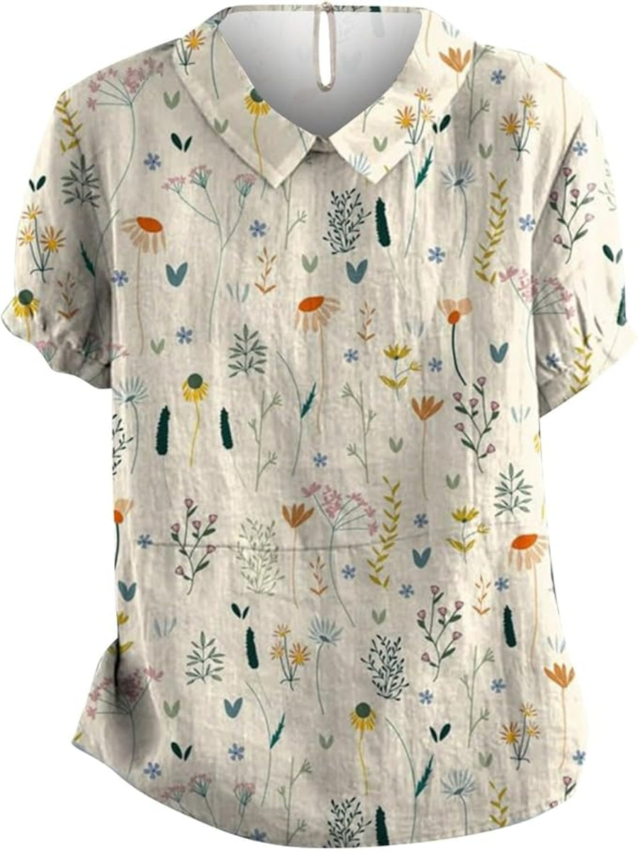 Dames Blouse met Wildbloemenprint en Pasteltinten 0