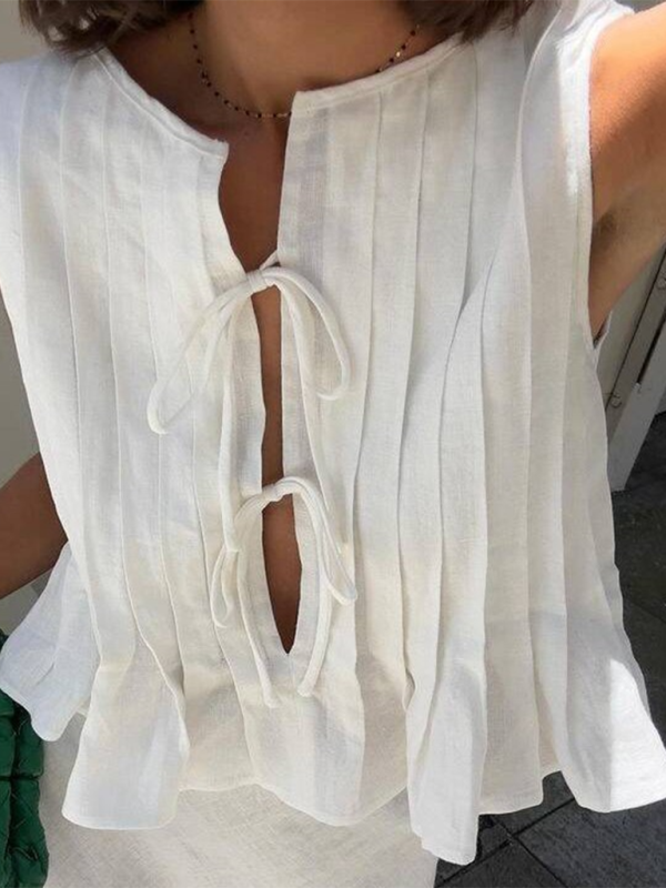 Dames Blouse van Katoen en Linnen met Bandjes 6