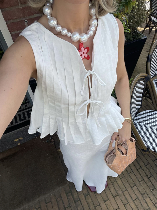 Dames Blouse van Katoen en Linnen met Bandjes 7