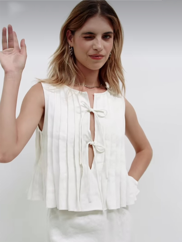 Dames Blouse van Katoen en Linnen met Bandjes 8