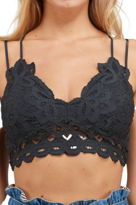 Dames Bralette met Dubbele Bandjes en Kanten Rand 0