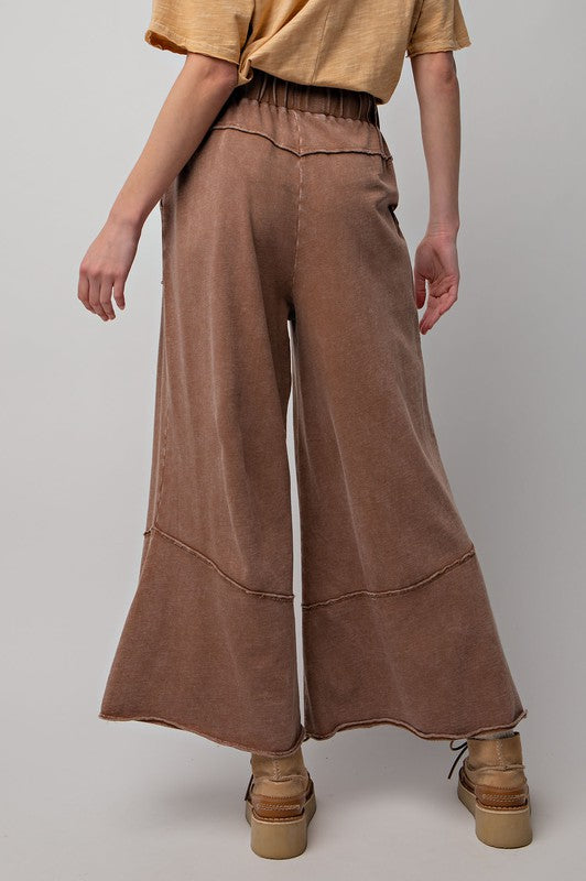 Dames Brede Pantalon Van Terry Knit Mineral Wash 2