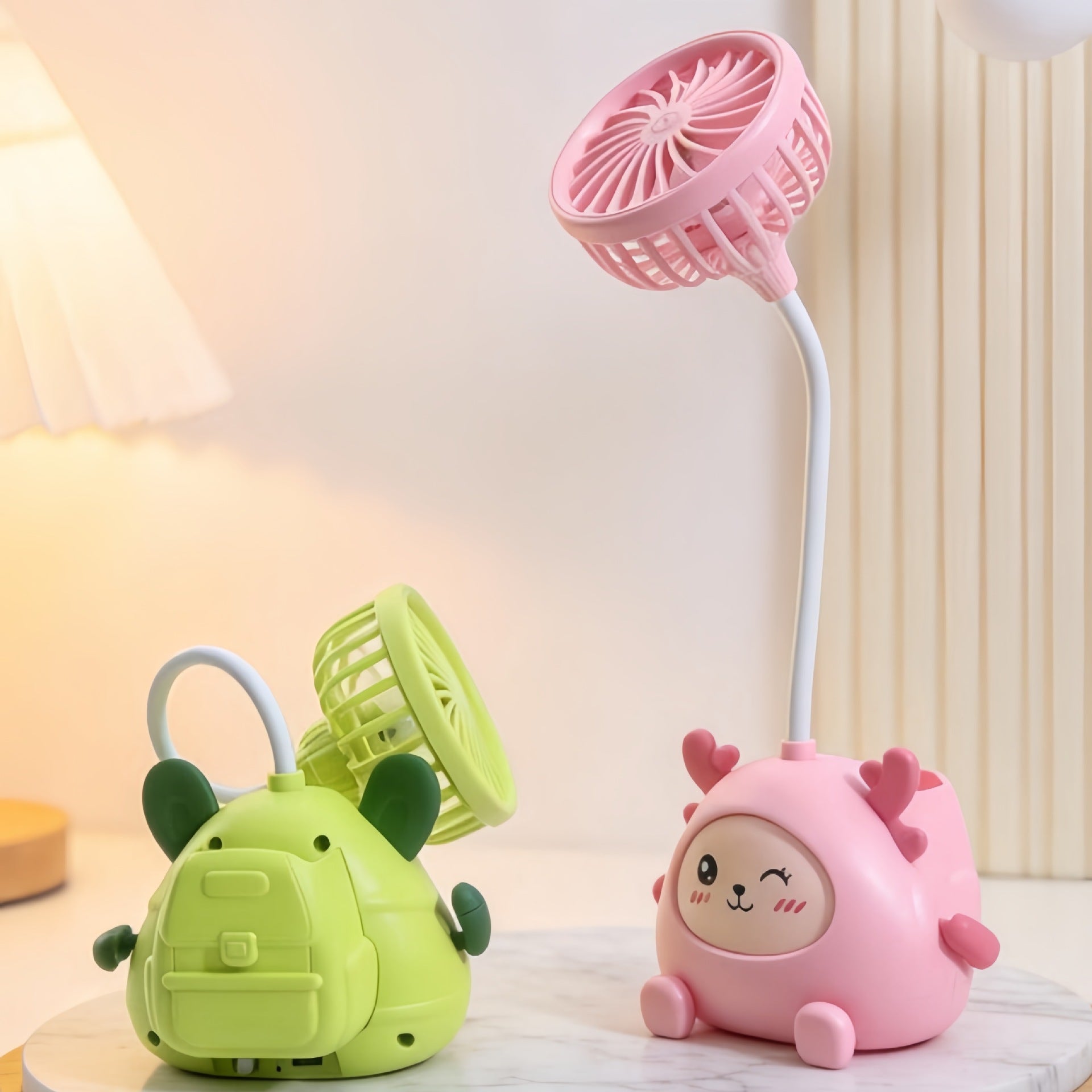 Dames Bureaulamp met Ventilator en Charmant Eendmotief, Instelbare Verlichting voor Thuiswerkplek 1
