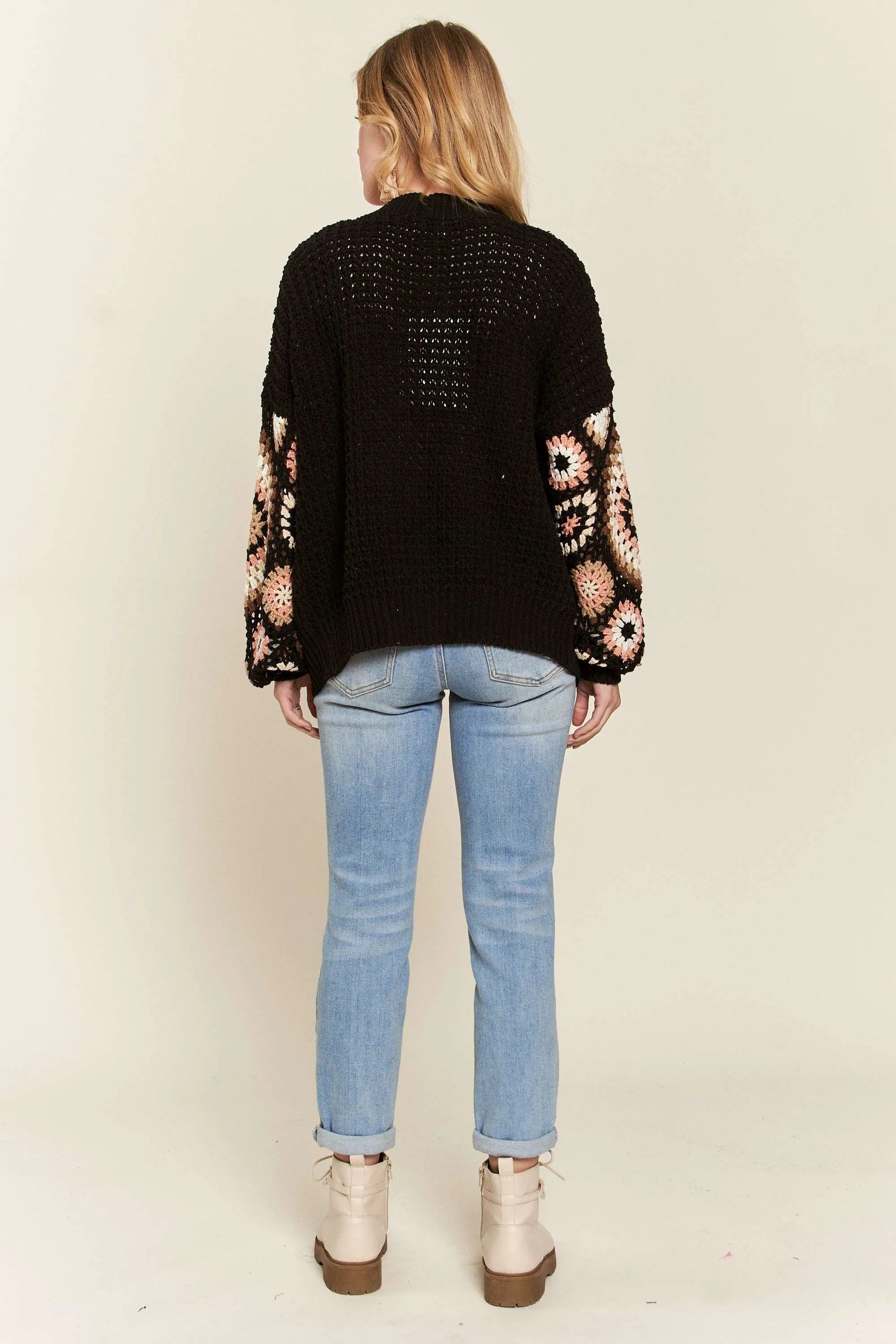 Dames Cardigan Met Multi-Kleurige Mouwen Gehaakt 5