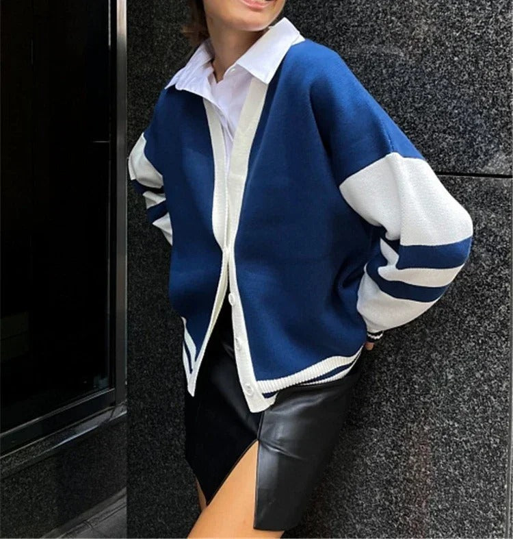 Dames Cardigan V-Hals Gebreid Acryl Losse Pasvorm 2