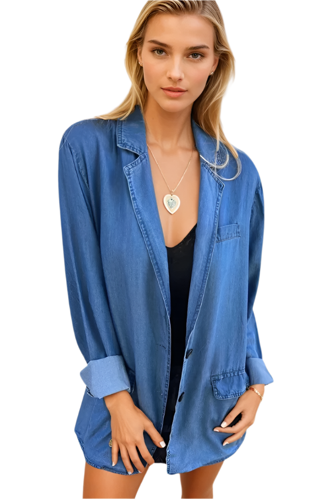 Dames Casual Denim Blazer Stijlvol en Comfortabel 0