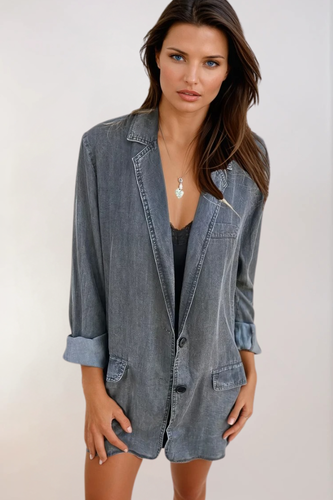 Dames Casual Denim Blazer Stijlvol en Comfortabel 2