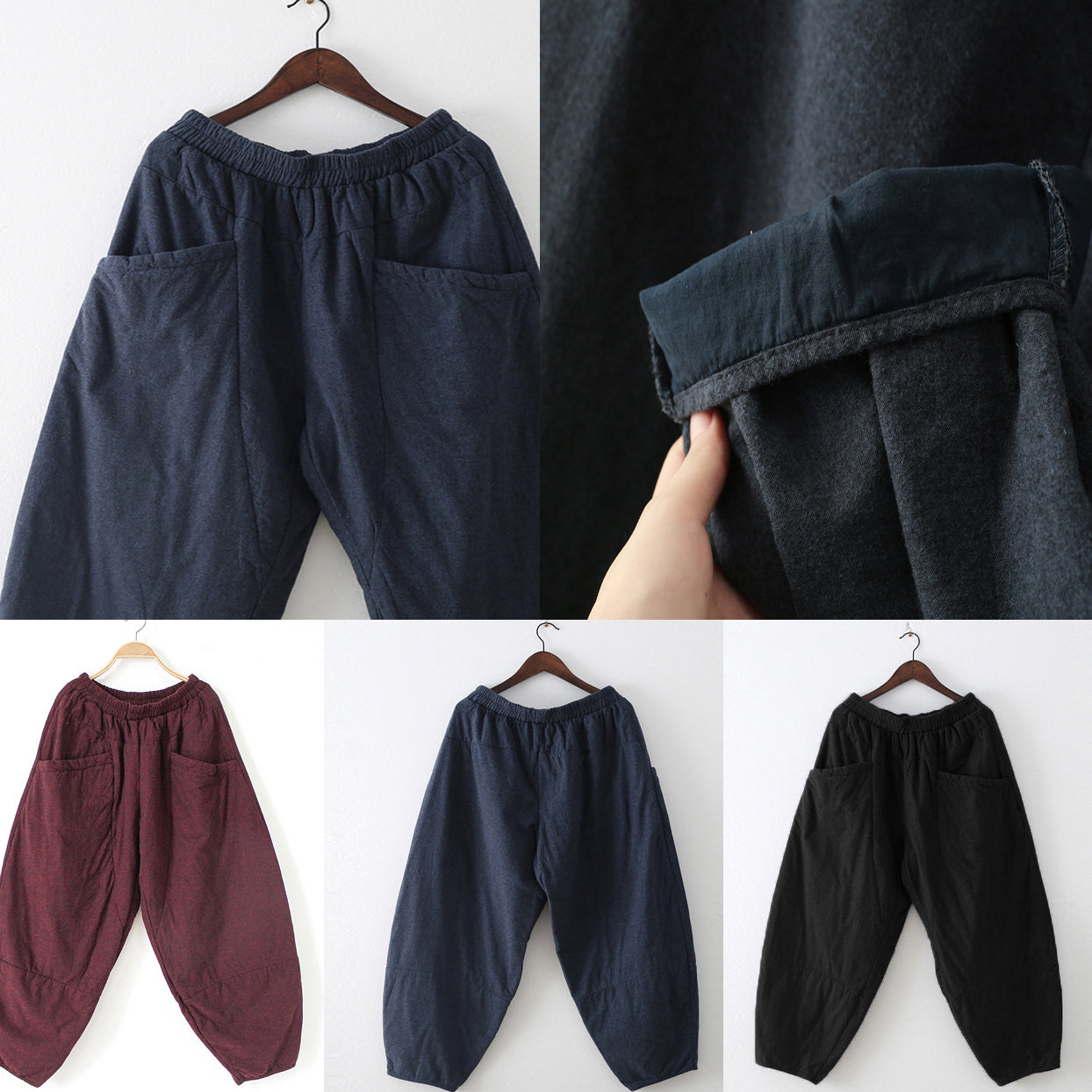 Dames Casual Oversized Broek Donkerblauw 4
