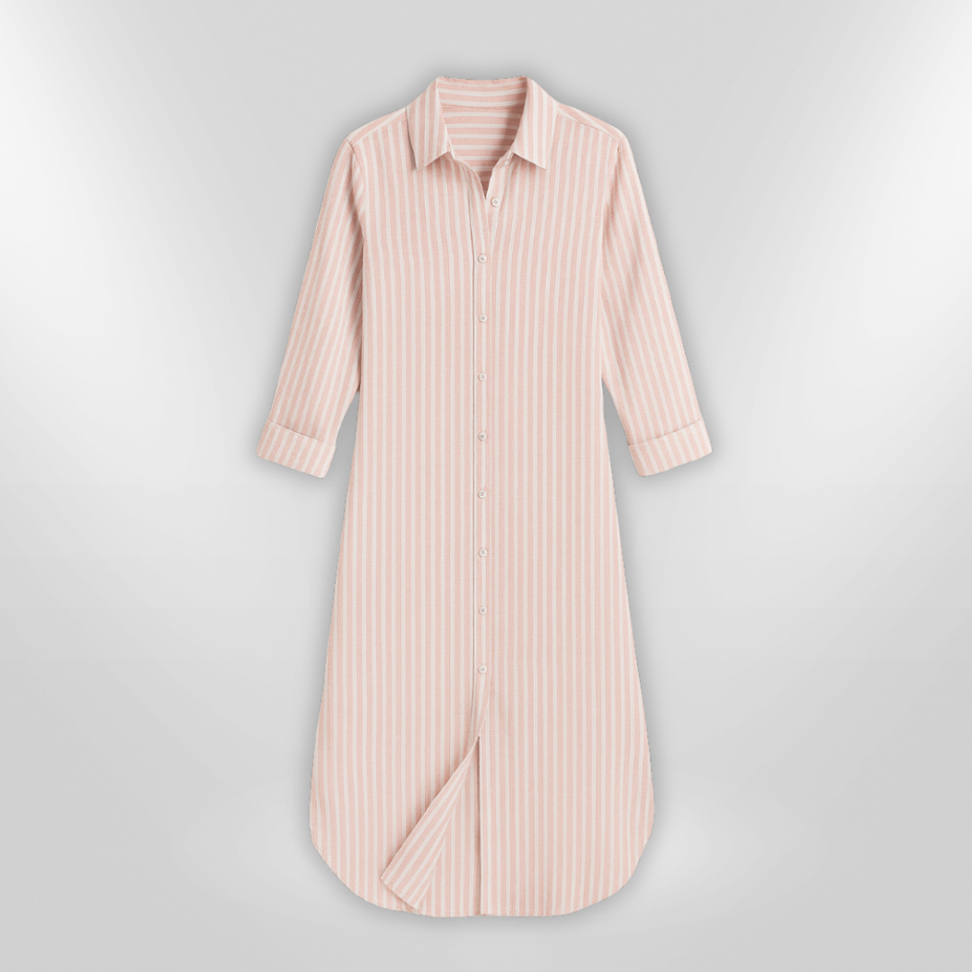 Dames Chemise Jurk Gestreept Lichtgewicht Katoen Zomerjurk 2