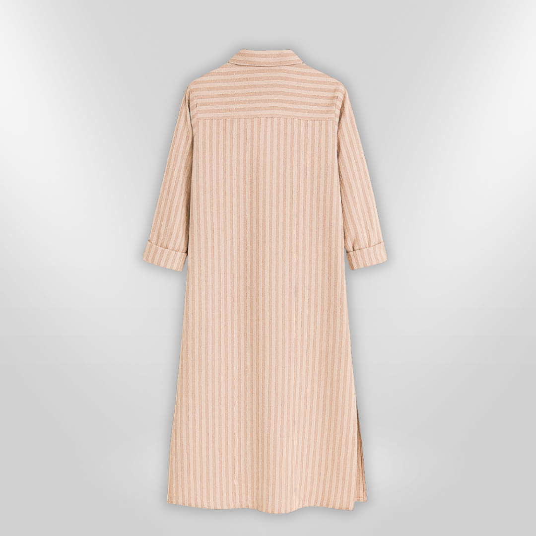 Dames Chemise Jurk Gestreept Lichtgewicht Katoen Zomerjurk 3